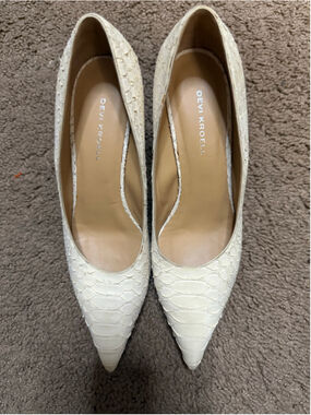 Women's Devi Kroell White Snakeskin Wedge Heels Size 6